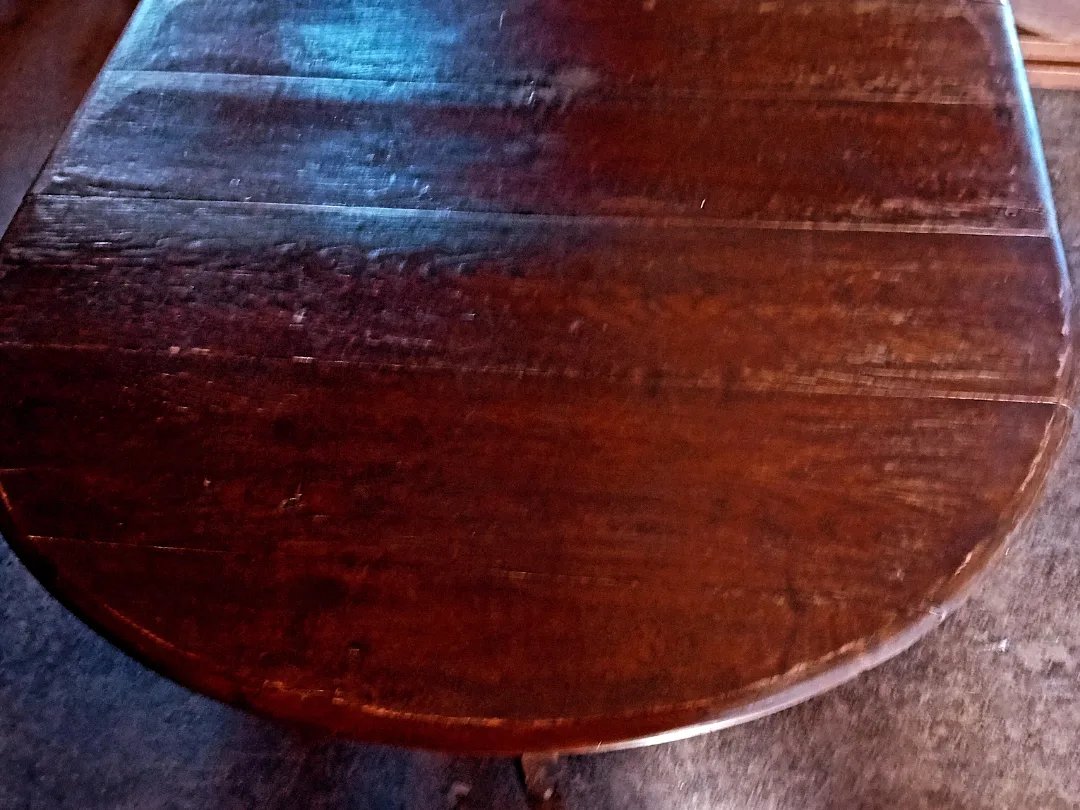 Early Large Particularly Tall Georgian Oak Planked Drop Leaf Dining Table - Image 5
