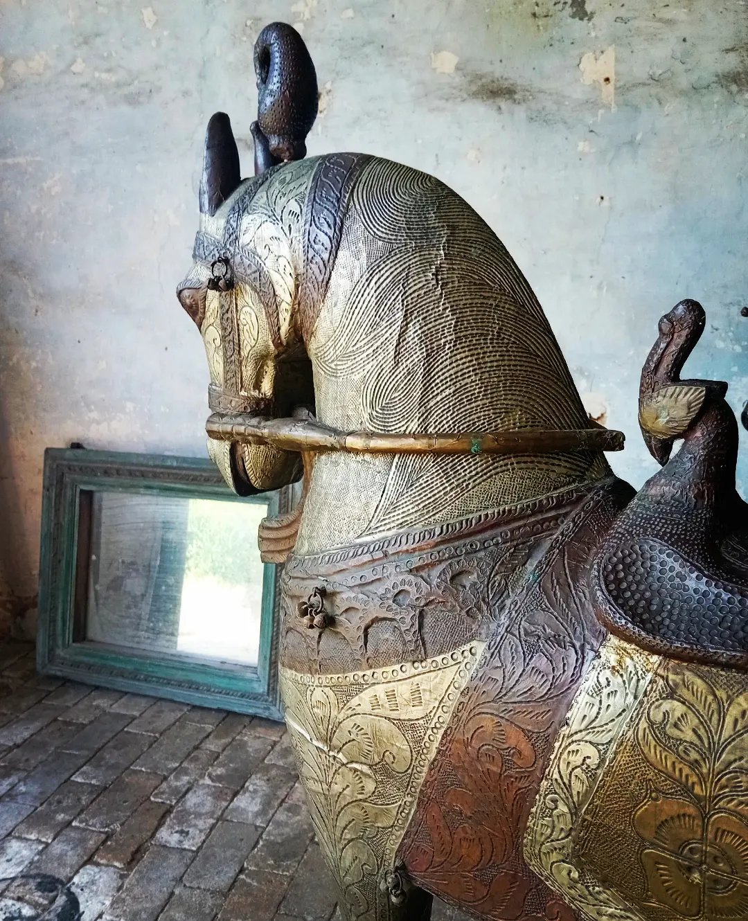 Full Size Antique Rajestahn Wedding/Temple Horses incredible Metalwork - Image 5